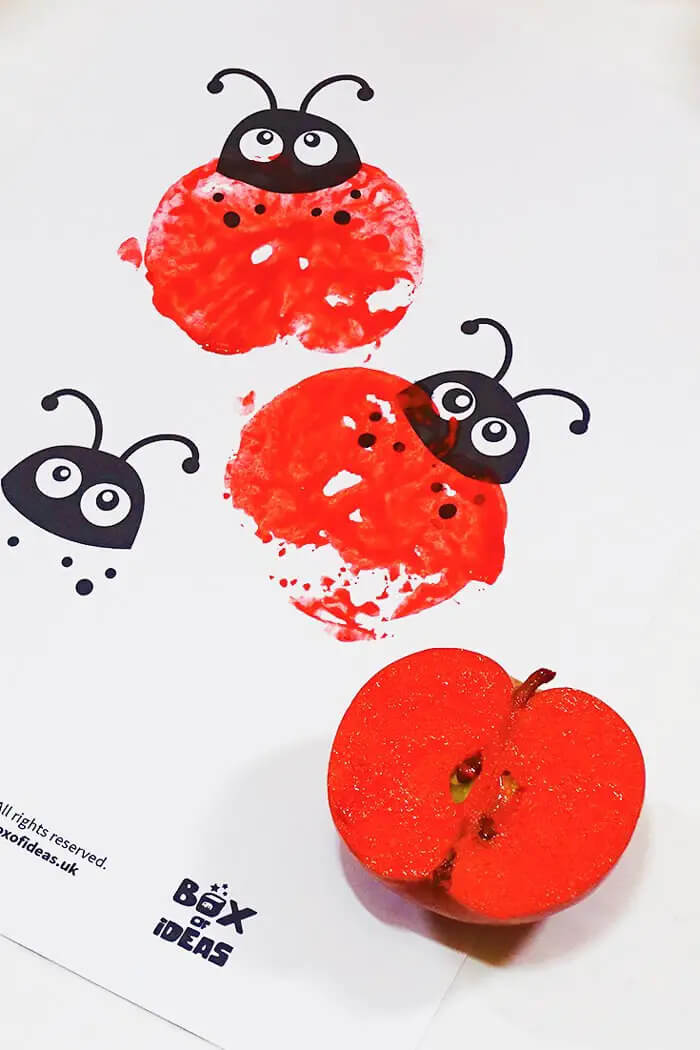 Creative & Easy To Make Beetle Painting Using Apple Stamping