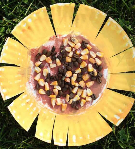 Creative Sunflower  Paper Plate Craft For Decoration Using Seeds