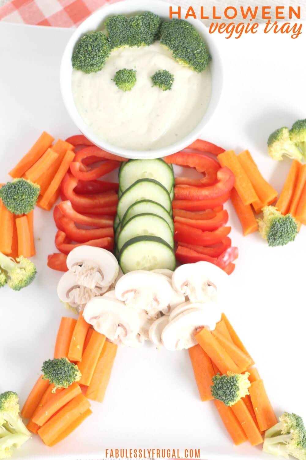 Creative Veggie Tray Food Decoration Idea In Skeleton Shape For Halloween Party