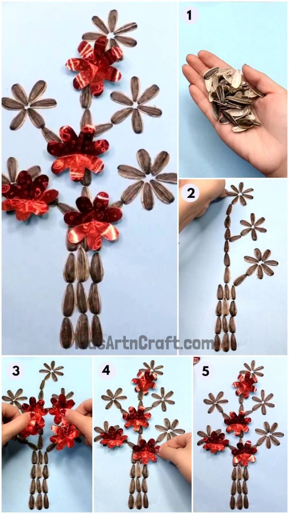 Creative Way To Make Sunflower Seed Shell Tree Craft For