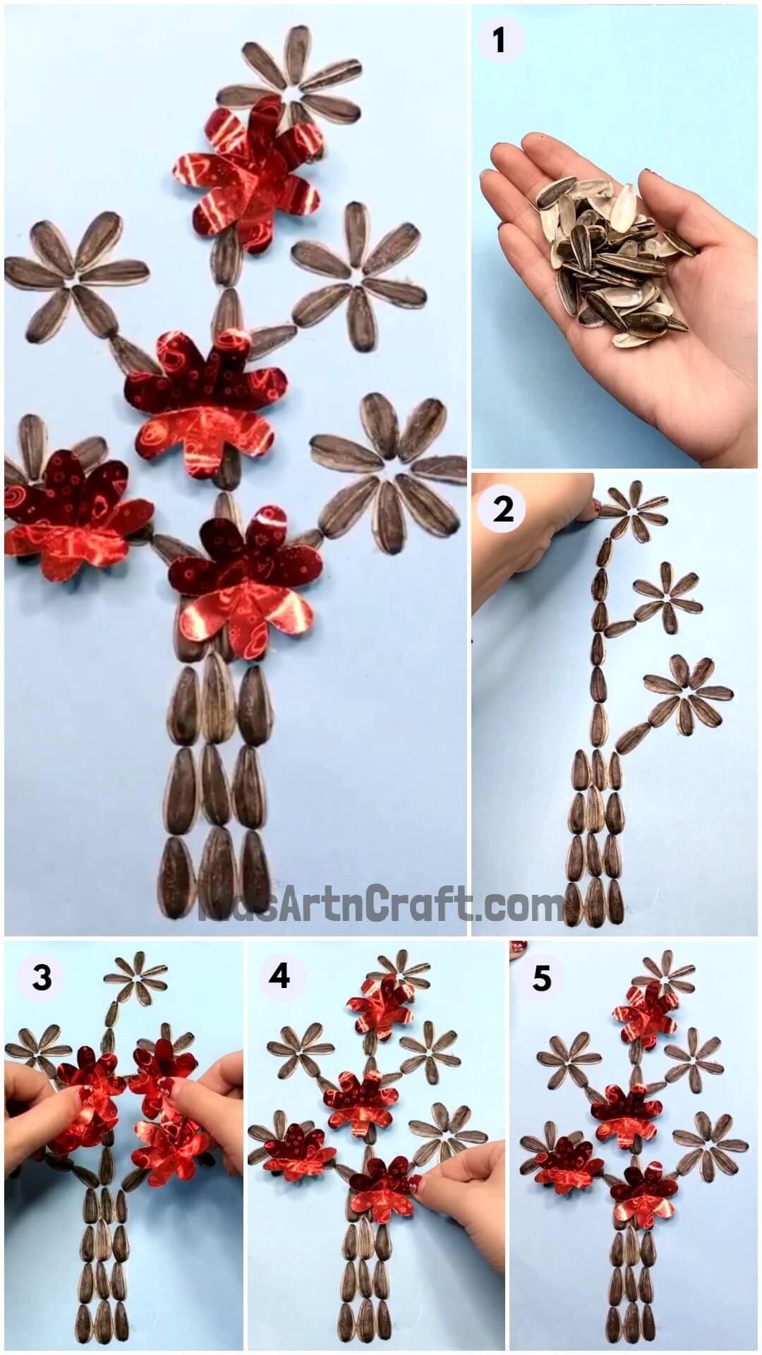 Creative Way To Make Sunflower Seed Shell Tree Craft For Kindergarteners