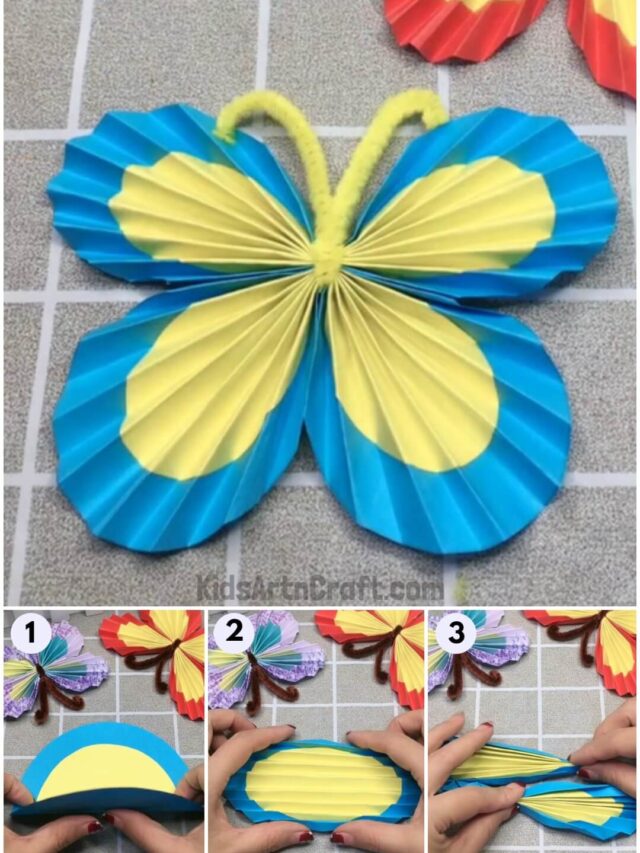 Butterfly Craft Using Paper & Pipe Cleaner Step by Step Instructions