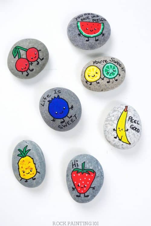 Cute & Easy Fruit Design Rock Painting Ideas Cute Fruit Rock Painting Ideas