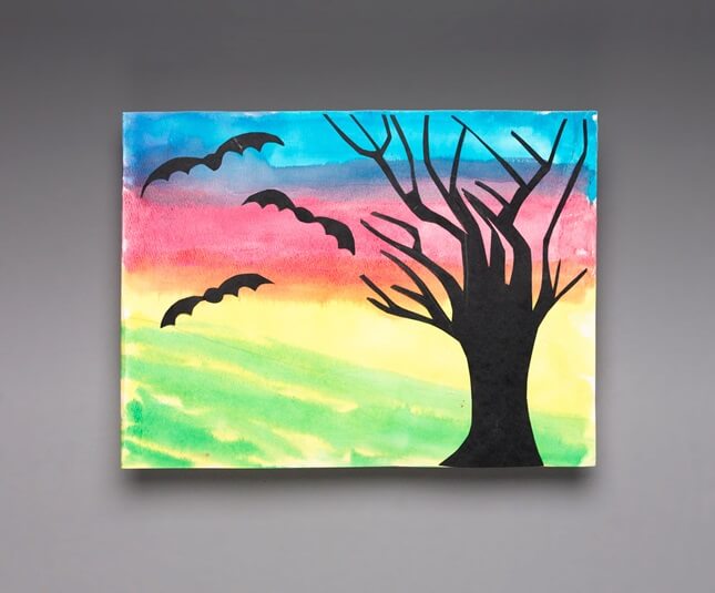 Cute Black Bat Silhouette Craft Project For 3rd Grade