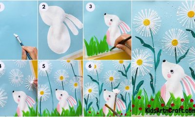 Cute Bunny & Flower Painting Art