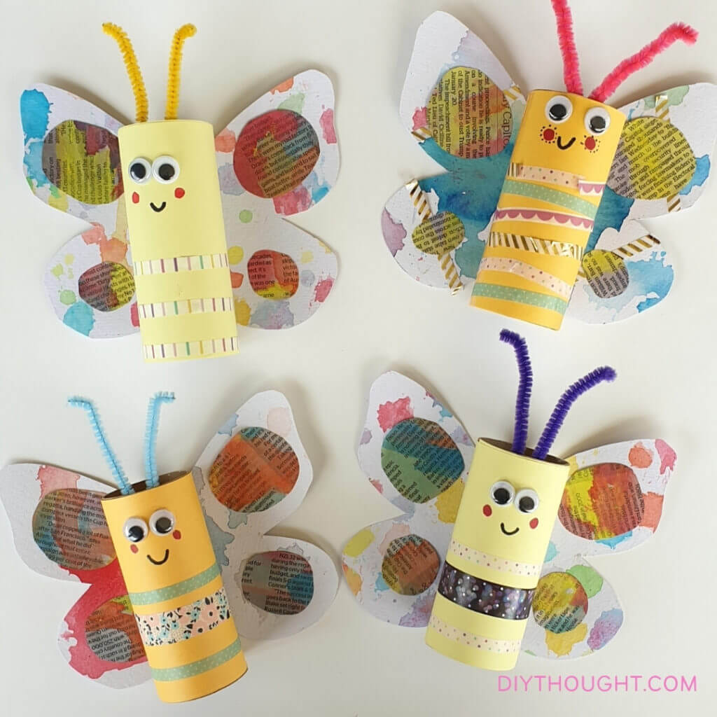 Cute Butterfly Craft Activity Using Old Paper Towel Rolls, Paper & Pipe Cleaners