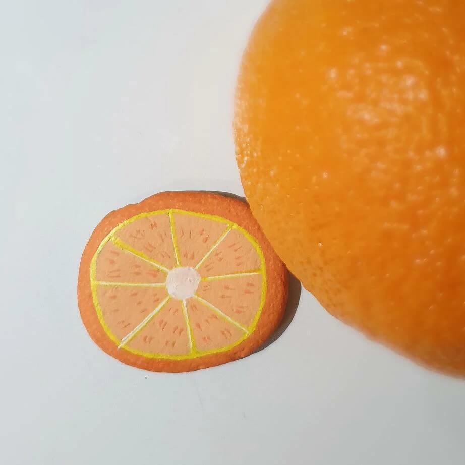 Cute Fruit Painting Idea: Orange Inspired Rock Cute Fruit Rock Painting Ideas