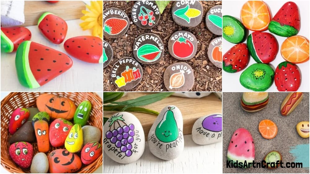 How to Make 5 Food Painted Rocks - Fruits