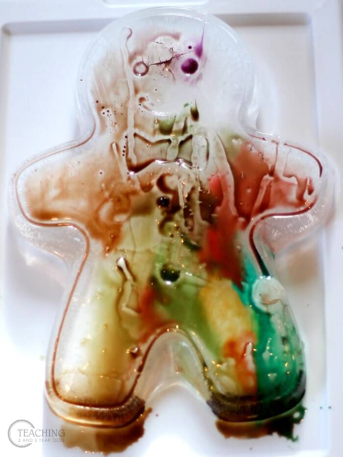 Cute Gingerbread Man Ice Painting Idea For Toddlers