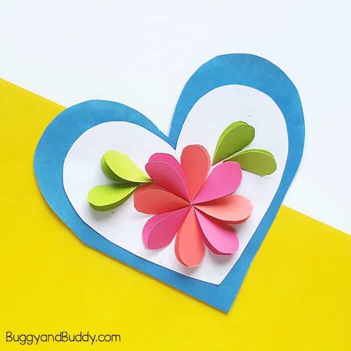 Cute Heart & Flower Card Idea With Cardstock For Mother's Day