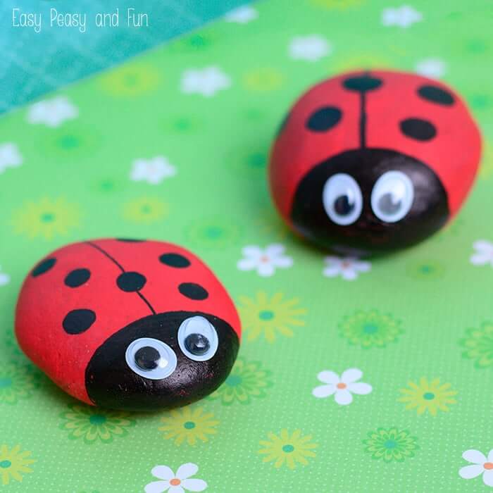 Cute Ladybug: Insects Painted Stone
