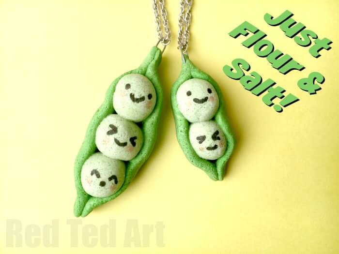 Cute Pea Pods Salt Dough Key Ring Gift Ideas for Father's Day Salt Dough Ideas for Father's Day