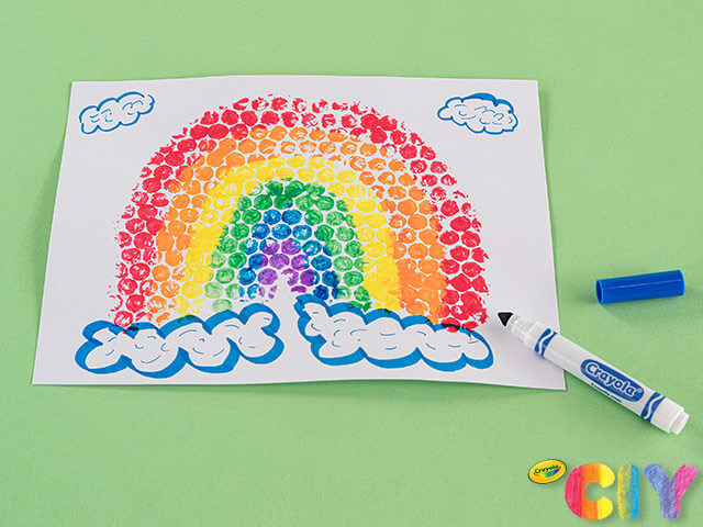 Cute Rainbow Art Idea Using Bubble Wrap Stamp & Marker