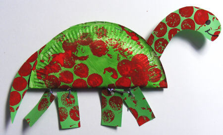 Diplodocus Dinosaur Craft Idea Using Paper Plate & Googly Eyes