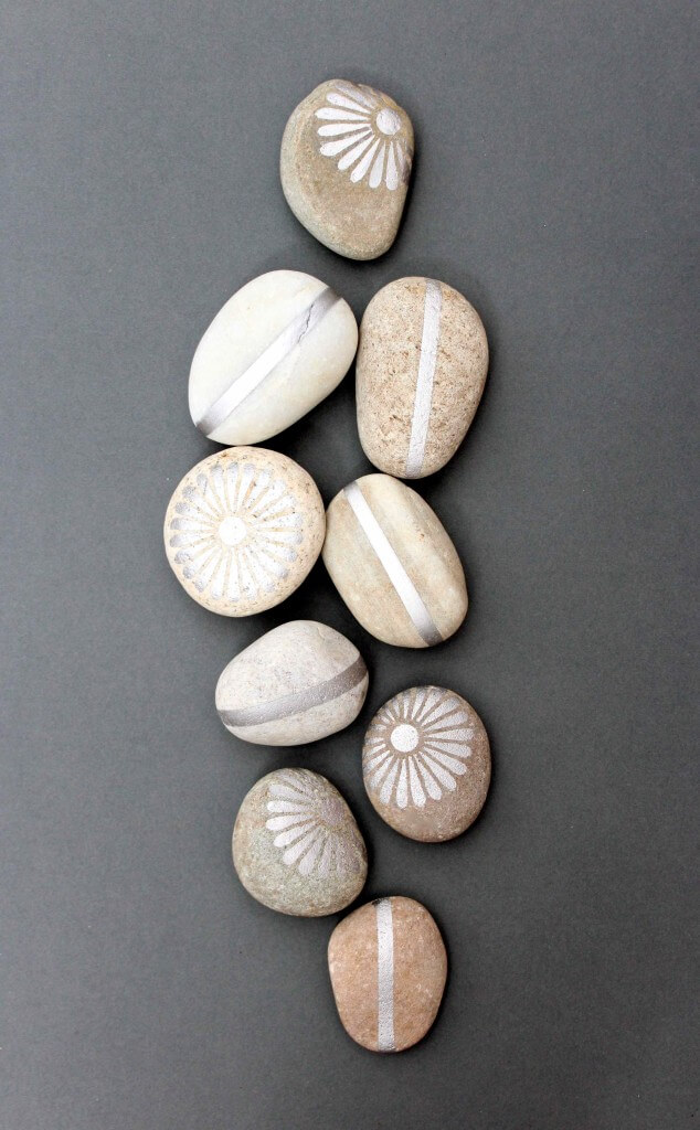 DIY Aesthetic Garden With Silver Painted Pebbles Idea Aesthetic Rock Painting Ideas