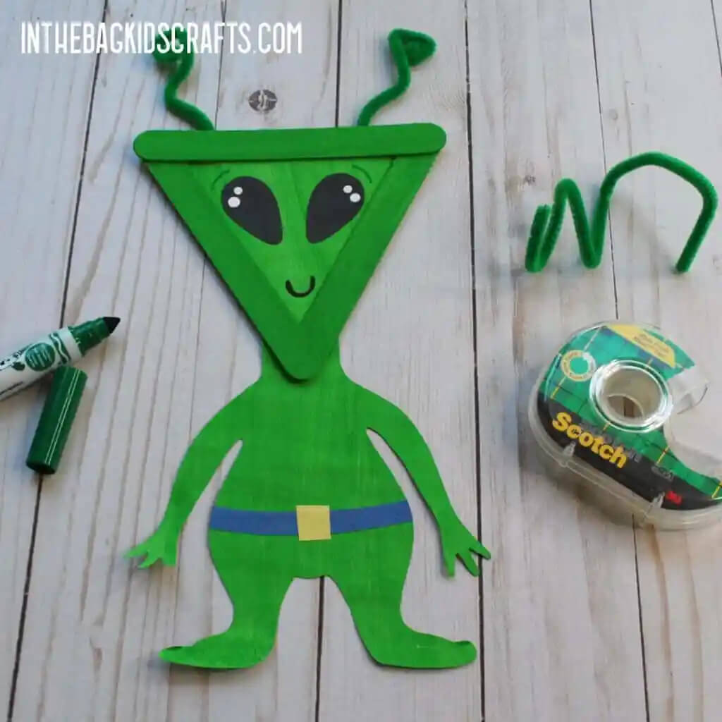DIY Alien Using Recycled Ice Cream SticksAlien Craft Ideas for Kids