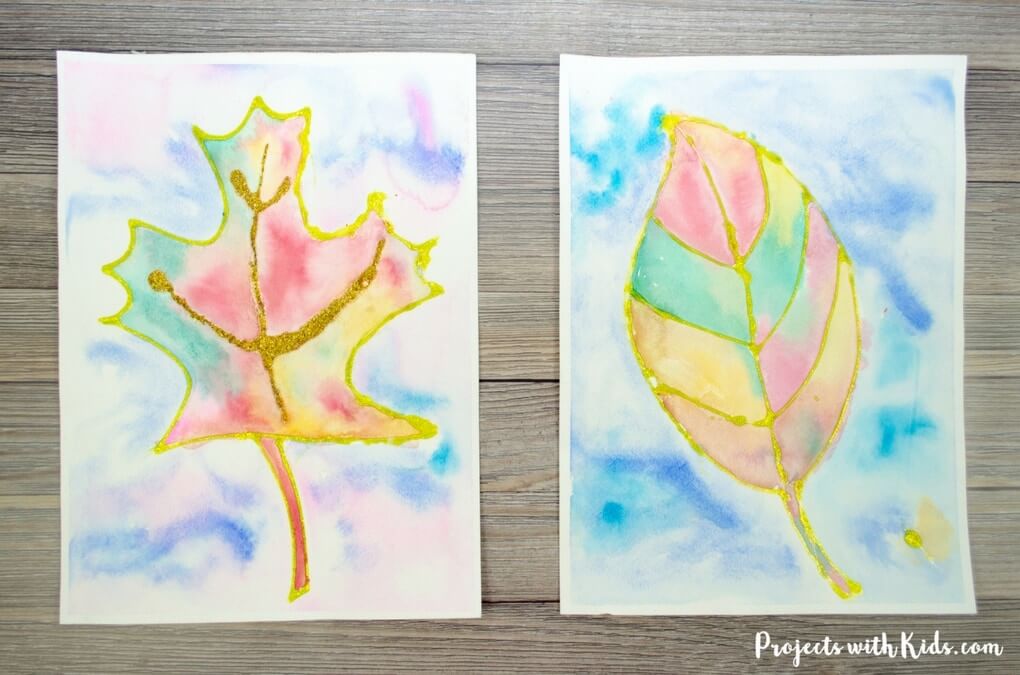 DIY Amazing Fall Leaf Painting Using Watercolor & GlitterWatercolor Leaf Painting Art Ideas 