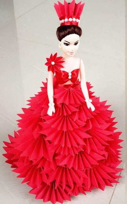 DIY Beautiful Paper Costume For Barbie Dolls DecorationBarbie Paper Craft Ideas