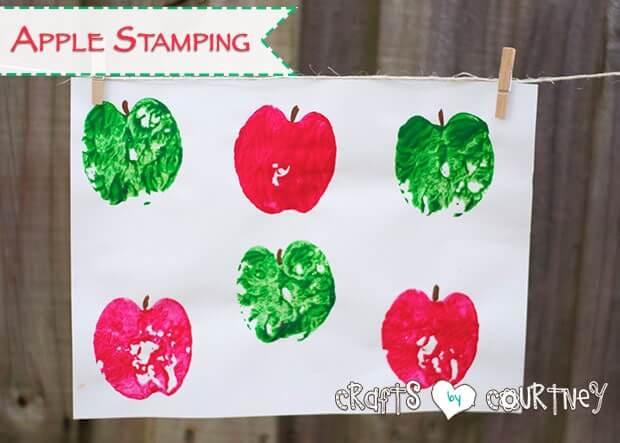 DIY Cute & Easy Apple Stamping Prints Art Ideas For Kindergarten