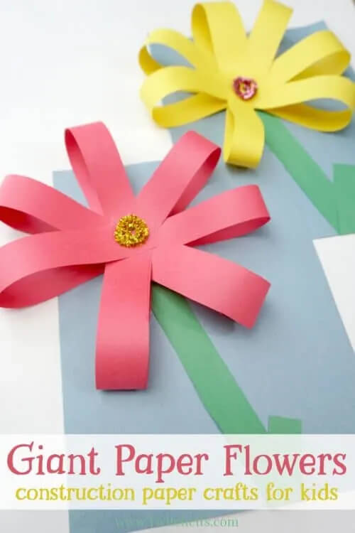 DIY Cute Flower Craft For School Kids To MakeConstruction Paper Flower Crafts