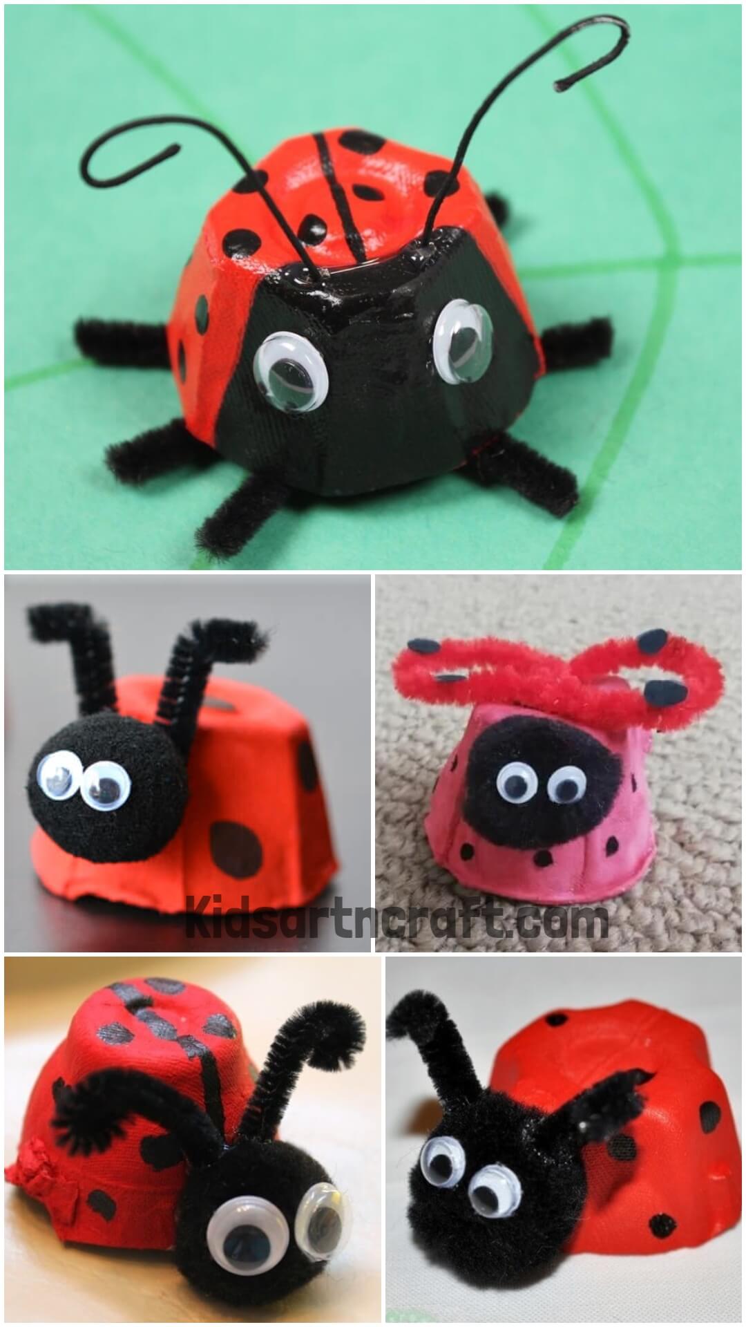 DIY Easy Egg Carton Ladybug Crafts 