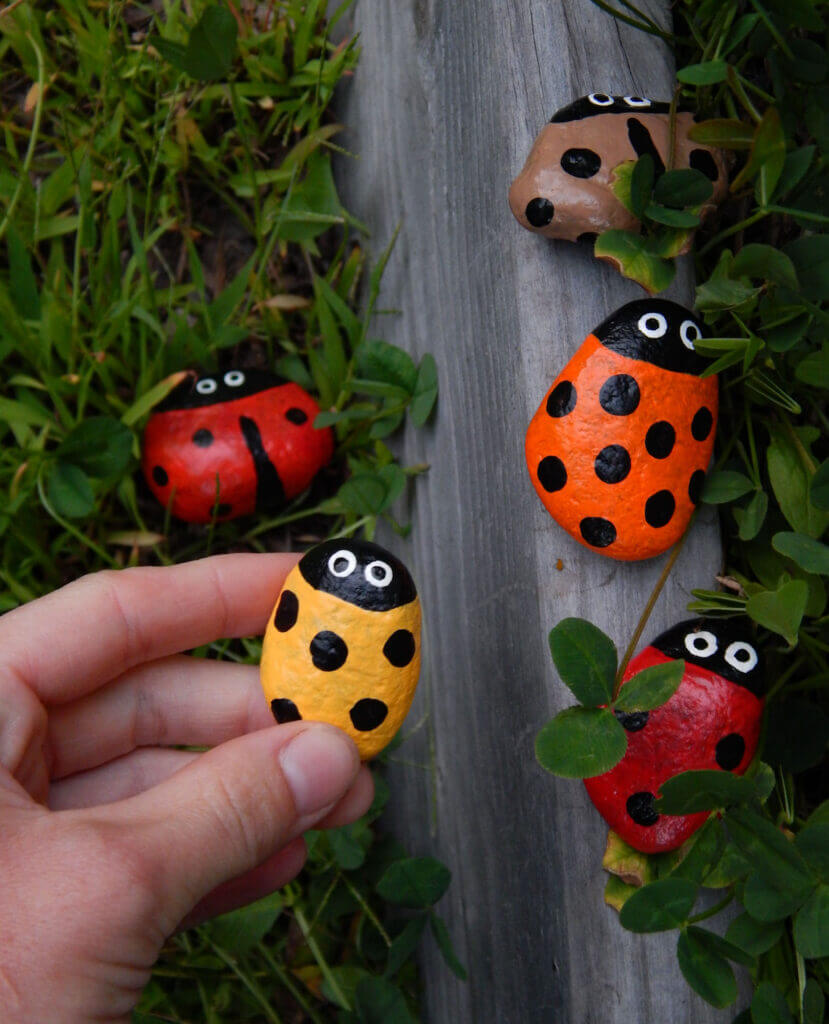  DIY Easy Ladybug Painting On Pebbles Rocks