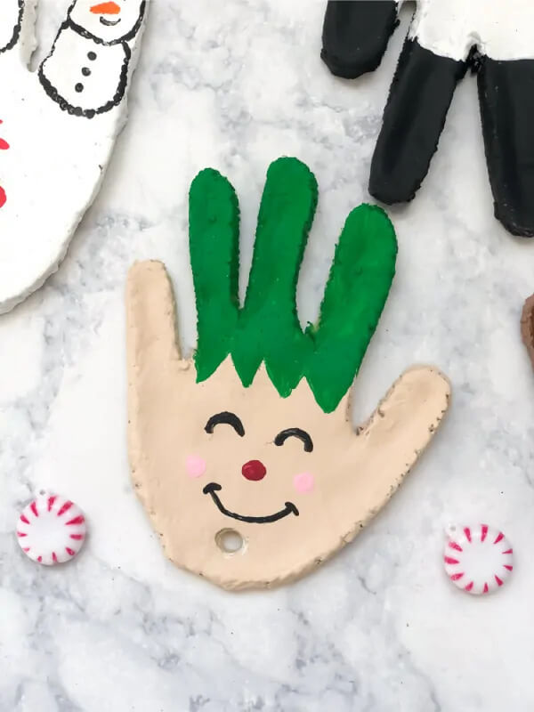 DIY Elf Handprint Salt Dough Ornament Recipe Idea For Kids
