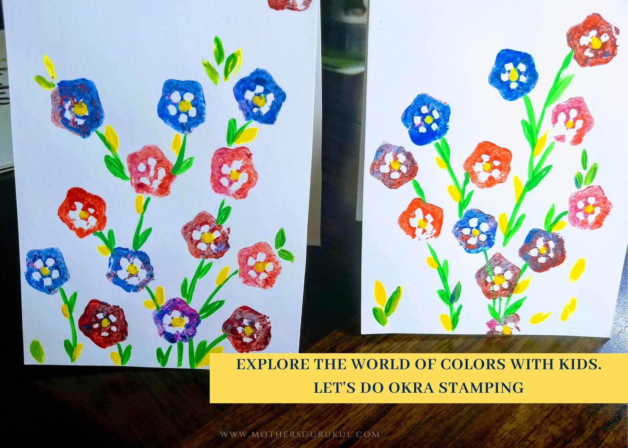 DIY Flower Lady Finger Painting For Kids To Make Okra Stamping Art Ideas for Kids