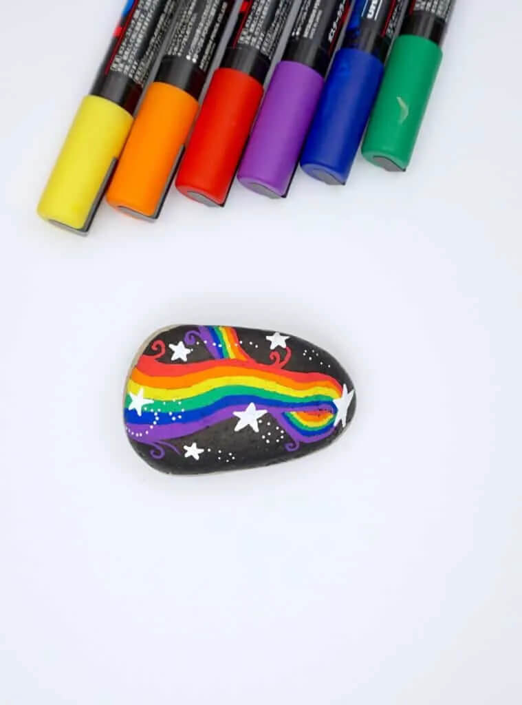 DIY Galaxy Themed Rainbow Painted Stone for PreschoolersHandmade Rainbow Painted Rock Ideas