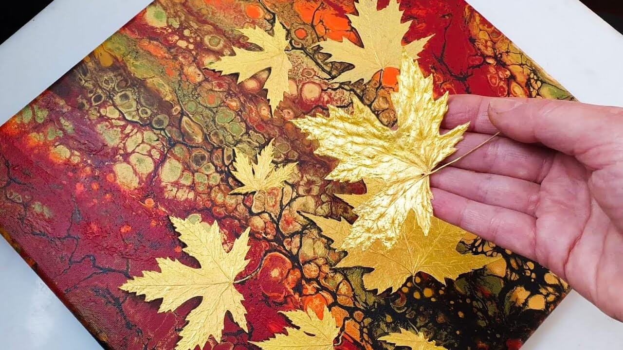 DIY Golden Autumn Leaves Painting Idea For Kids CraftRealistic Leaf Painting Art Ideas