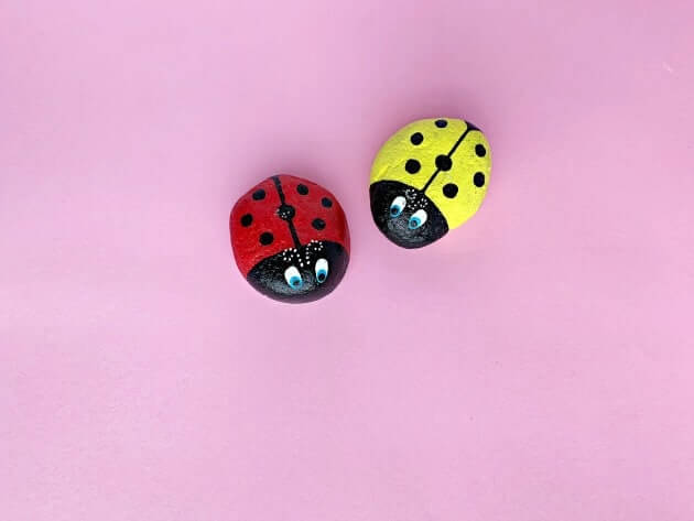 DIY Ladybug Design Rock Painting DIY Ladybugs Painted Rocks For Kids