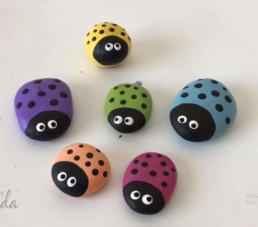 DIY Ladybugs Painted Rock Craft Idea For Kids