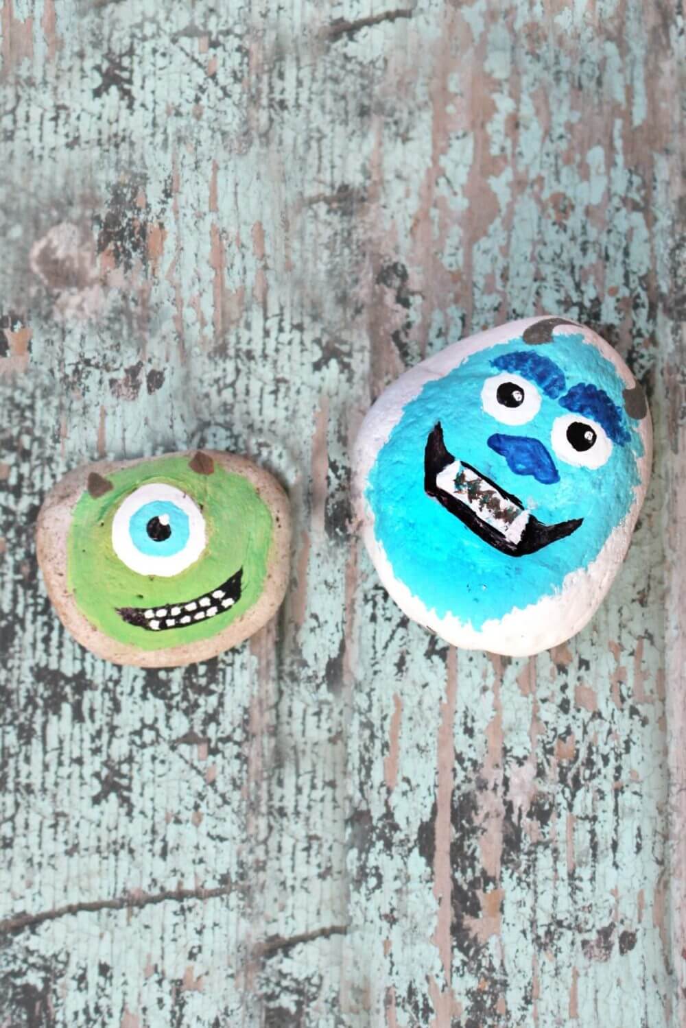 DIY Mike Wazowski Rock Craft For KidsCute Monster Painted Rock Crafts