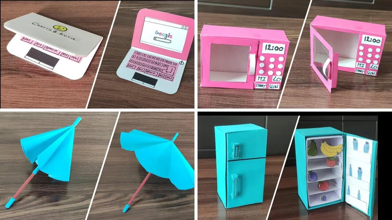 DIY Miniature Barbie Doll Stuff For Free Out Of Paper Easy