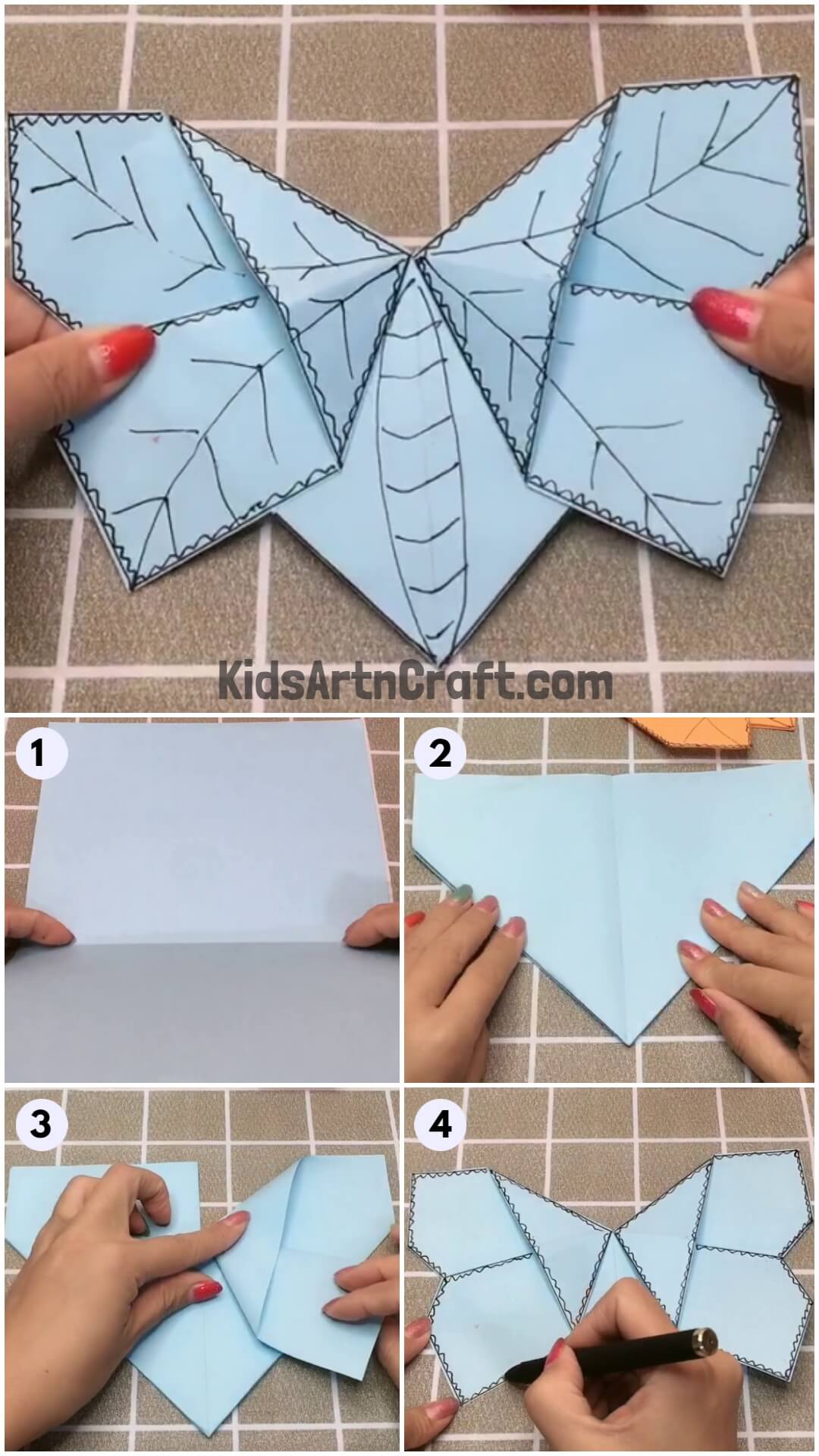 DIY Origami Paper Butterfly Craft - Step by Step Image Tutorial