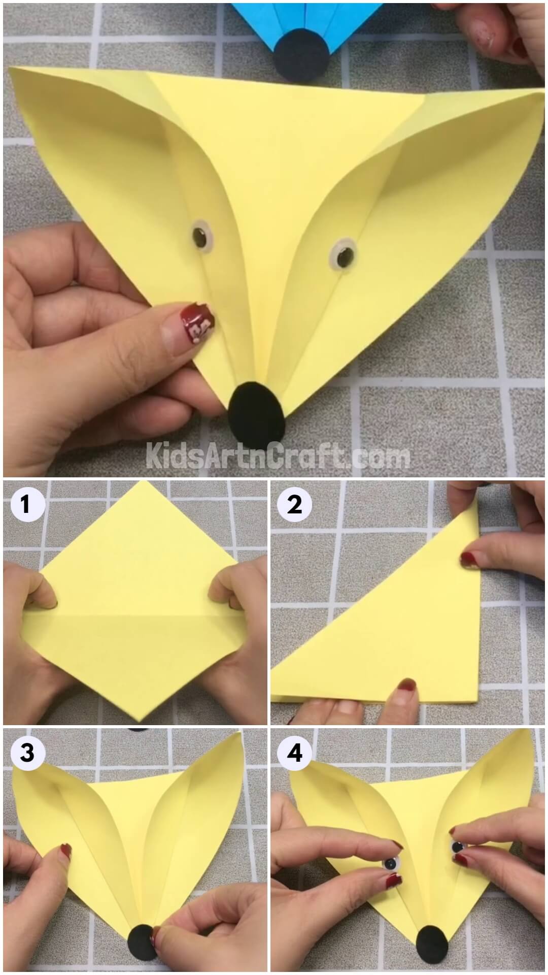 DIY Origami Paper Fox Craft For Kids