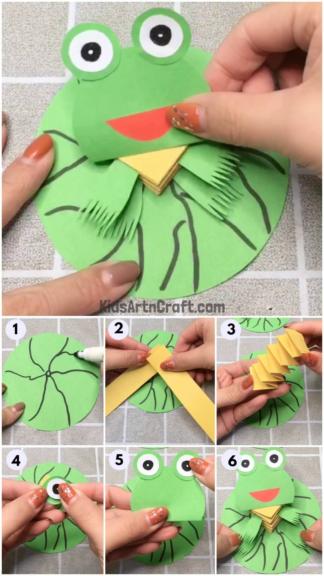 DIY Paper Slinky Frog Craft For Kids - Step by Step Tutorial