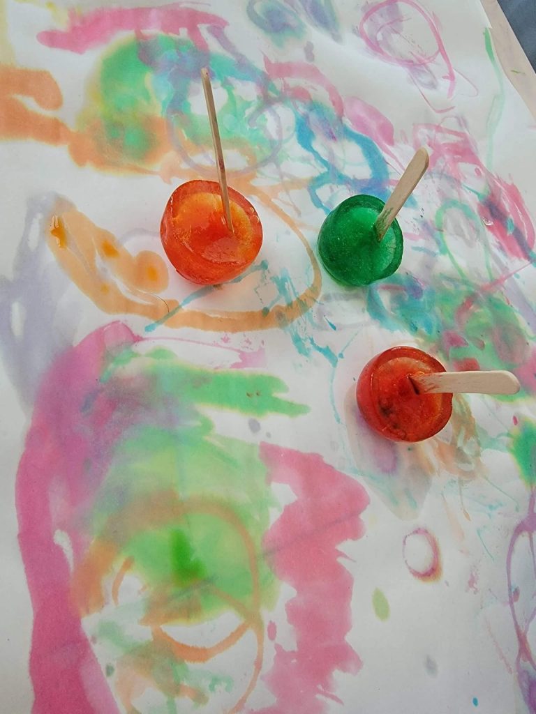 DIY Quick Ice Painting Craft Idea For Toddlers