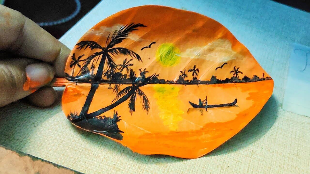 DIY Realistic Leaf Painting Art Ideas on CanvasRealistic Leaf Painting Art Ideas