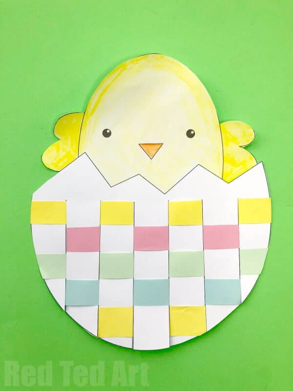 Easter Egg & Chick Paper Weaving Design Art Idea For PreschoolersPaper Woven Crafts &amp; Designs