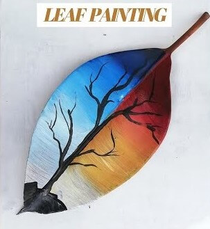 Easy Acrylic Sunset Painting On Leaf With DrawingAcrylic Leaf Painting Art Ideas