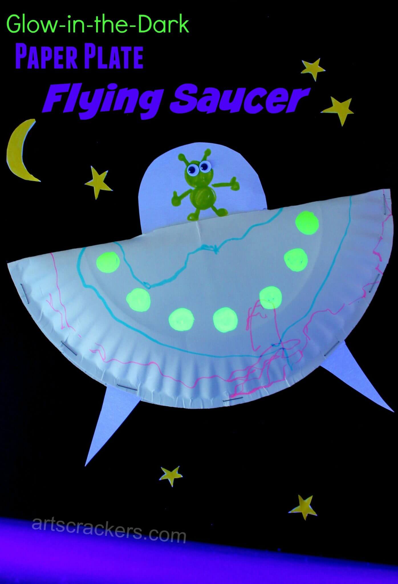 Easy & Quick Paper Plate Flying Saucer That Glow In DarkAlien Craft Ideas for Kids