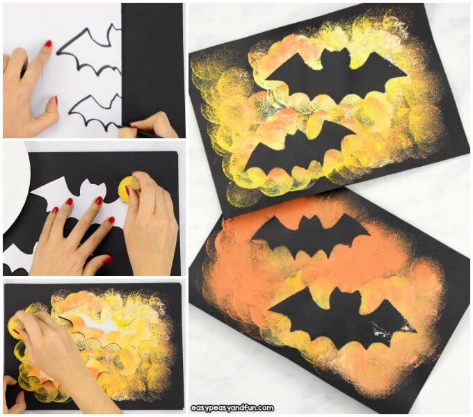 Easy Bat Silhouette Halloween Art Project Activities For Kids