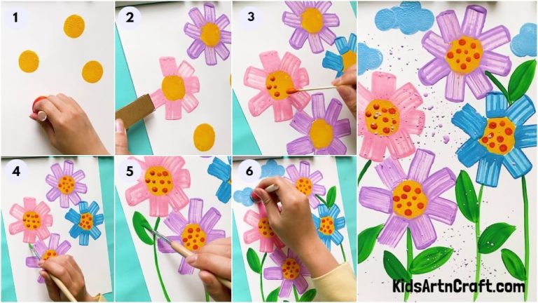 Easy Flower Stump Painting Art Tutorial for Kids - Kids Art & Craft