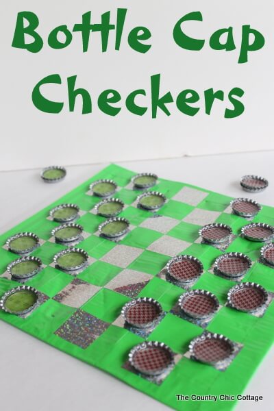 Easy Bottle Cap Checkers Craft For Kids