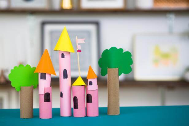 Easy Castel Tower Craft With Paper Towel Roll & Construction PaperPaper Towel Roll Crafts