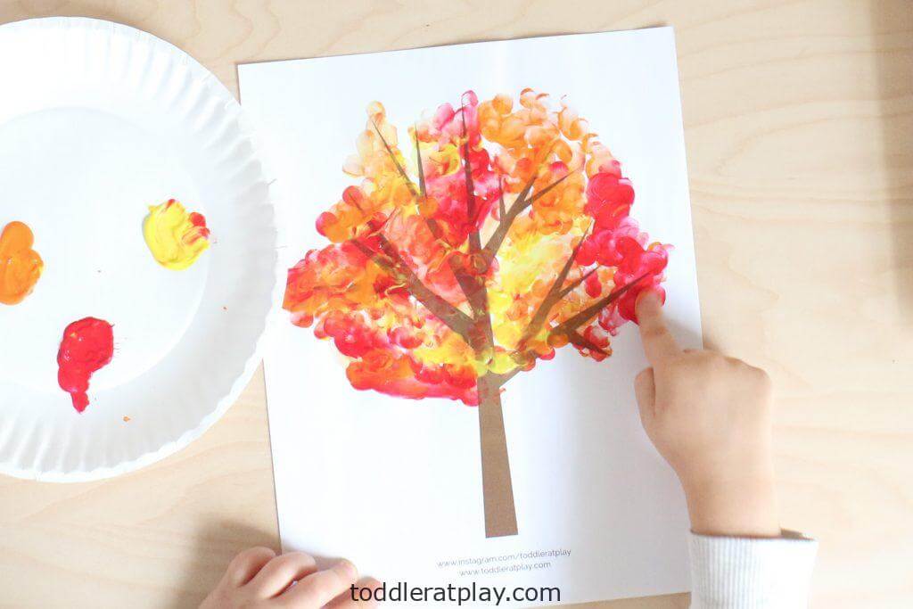 Easy Finger Print Autumn Tree Craft Ideas for Toddlers