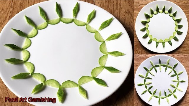 Easy Food Plate Decoration Carving Art Idea Using CucumberEasy Food Decoration Ideas