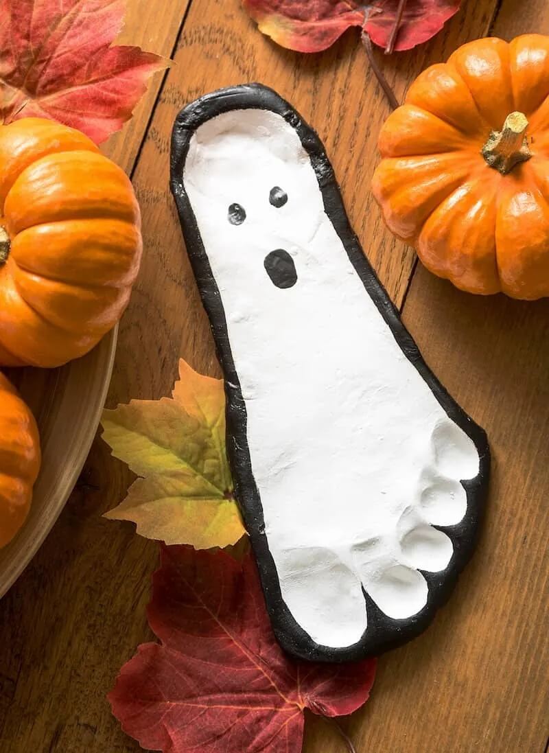 Easy Footprint Salt Dough Halloween Ghost Craft For Toddlers
