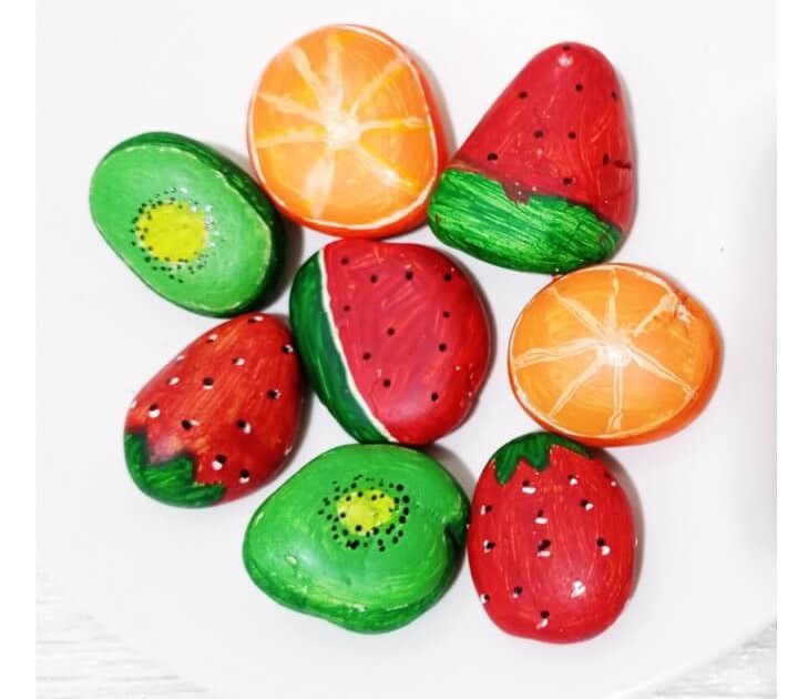 Easy Fruit Rock Painting Marker Idea For Kids